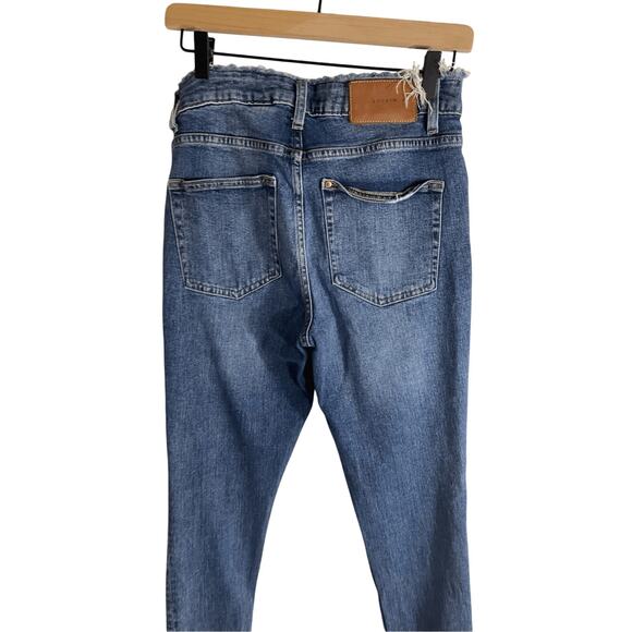 H & M Distressed Raw Hem High Rise Streetwear Comfy Indie Skinny Jeans SZ 28 - Picture 6 of 9